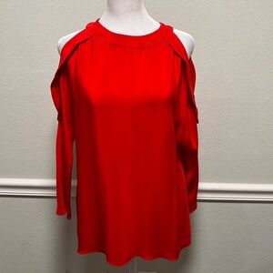 Ramy Brook Red Silk Open-Shoulder Blouse